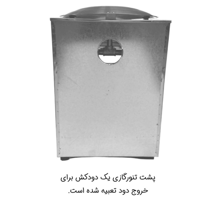 تنور گازی هیزم مدل سه شعله ساج دار درب پنجره ای دستگیره چوبی